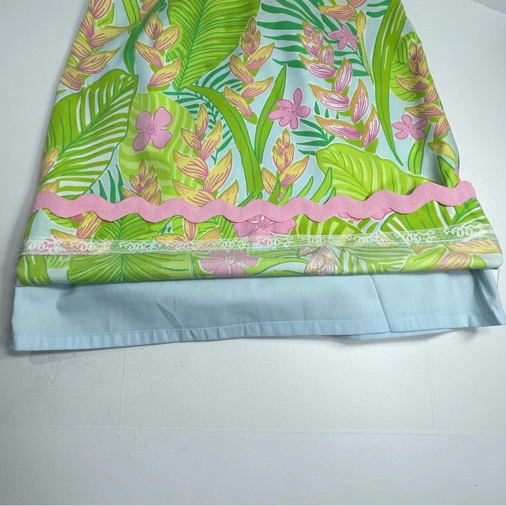 LILLY PULITZER Skirt Botanical Print Green Yellow Pink Scalloped Hem Size 2 - Picture 5 of 10